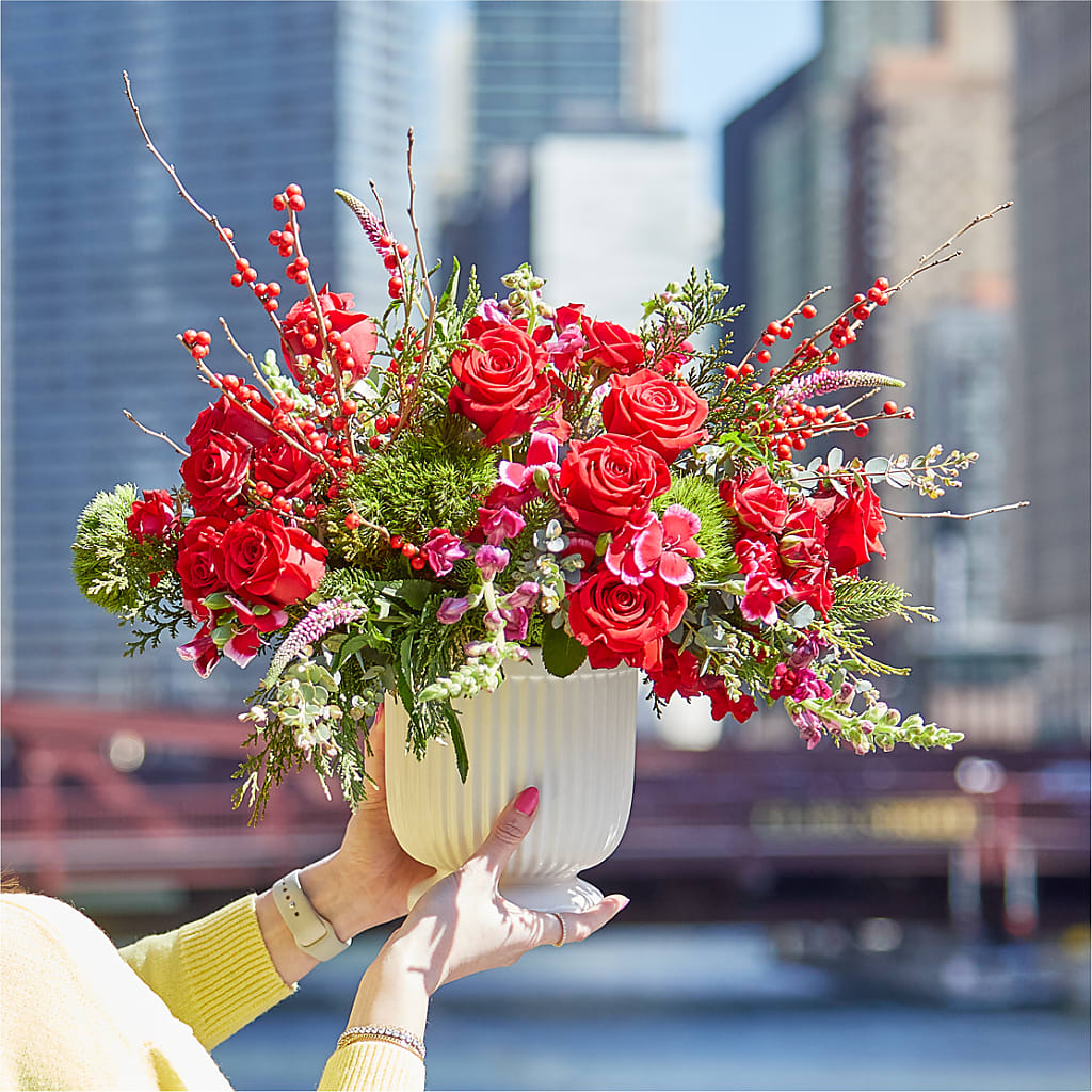 Big Red Bow Bouquet – Ecuadorian Central Flower, Minneapolis MN