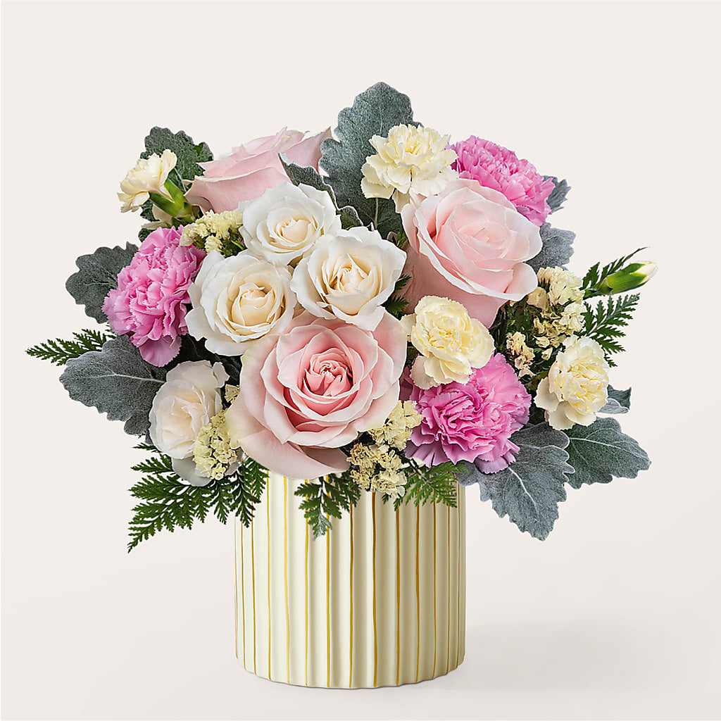 Blissful Moments Bouquet with Ivory Vase – Ecuadorian Central Flower, Minneapolis MN