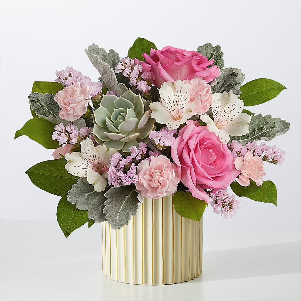 Dusty Rose Bouquet with Ivory Vase – Ecuadorian Central Flower, Minneapolis MN