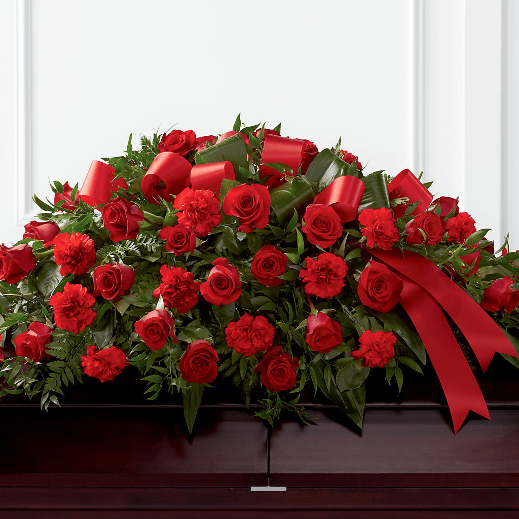 Tribute of Life Casket Spray – Ecuadorian Central Flower, Minneapolis MN