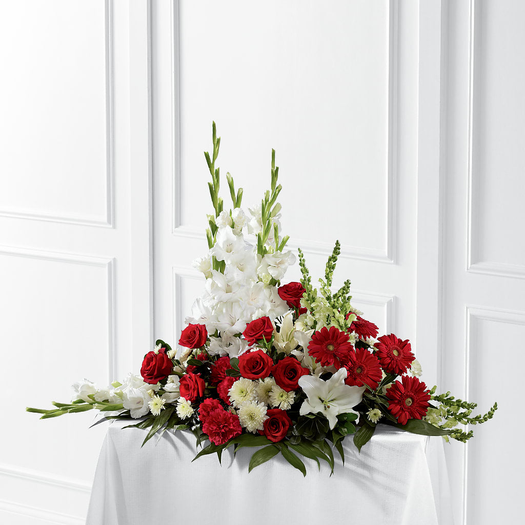 Crimson & White Arrangement – Ecuadorian Central Flower, Minneapolis MN