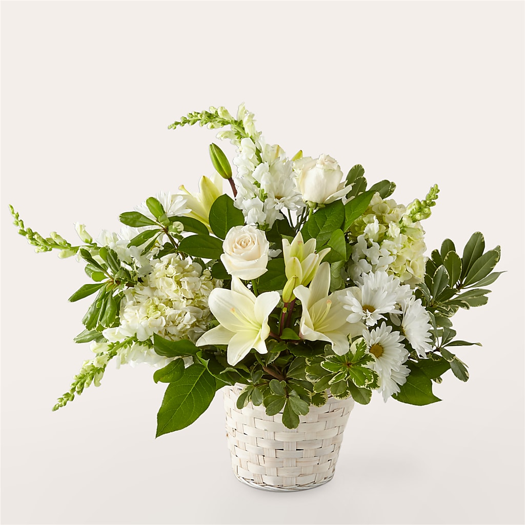 Ivory Elegance Floral Basket – Ecuadorian Central Flower, Minneapolis MN