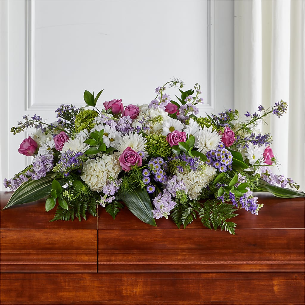 Meadows of Serenity Casket Spray – Ecuadorian Central Flower, Minneapolis MN