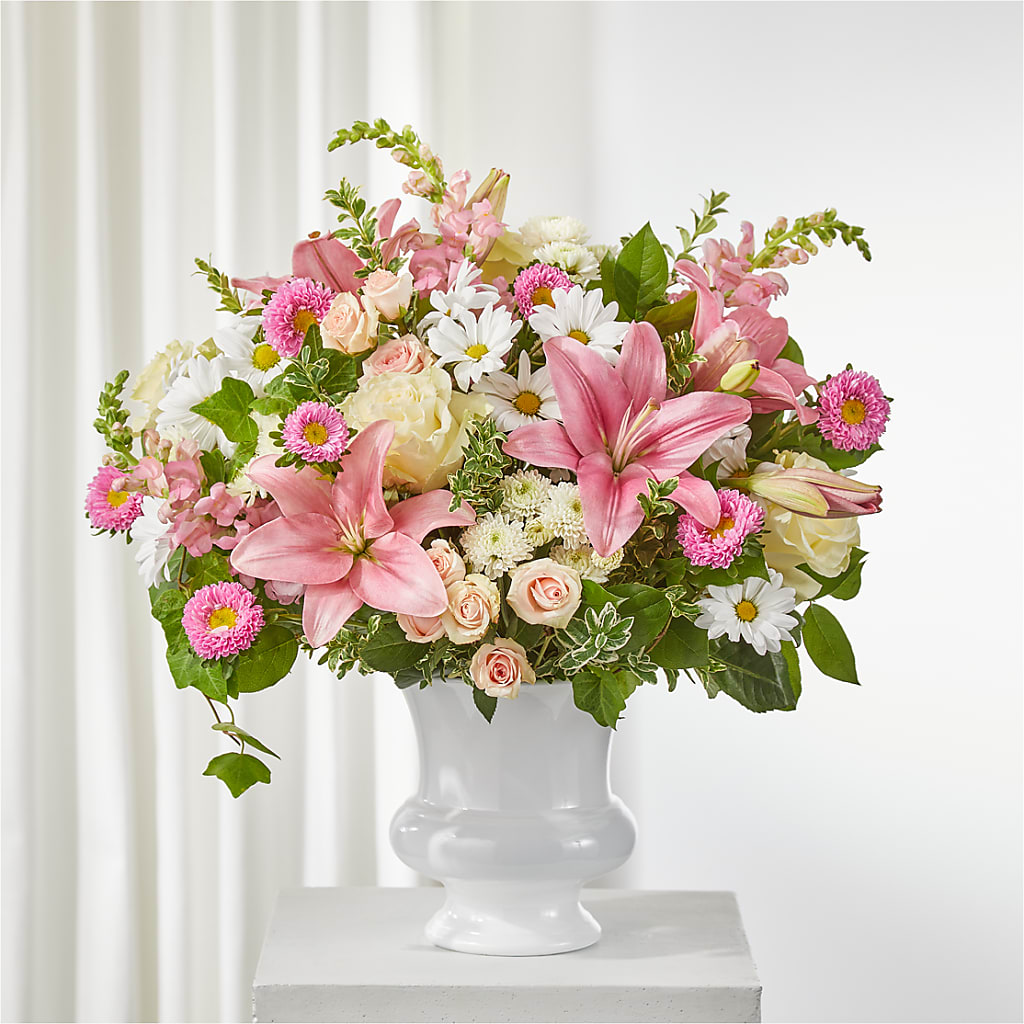Empathetic Blooms Urn Arrangement – Ecuadorian Central Flower, Minneapolis MN