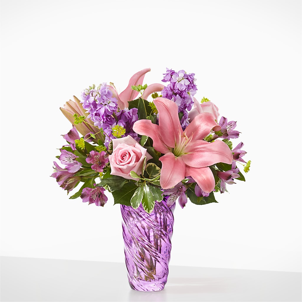 Precious Petals Bouquet with Luxe Swirl Vase – Ecuadorian Central Flower, Minneapolis MN