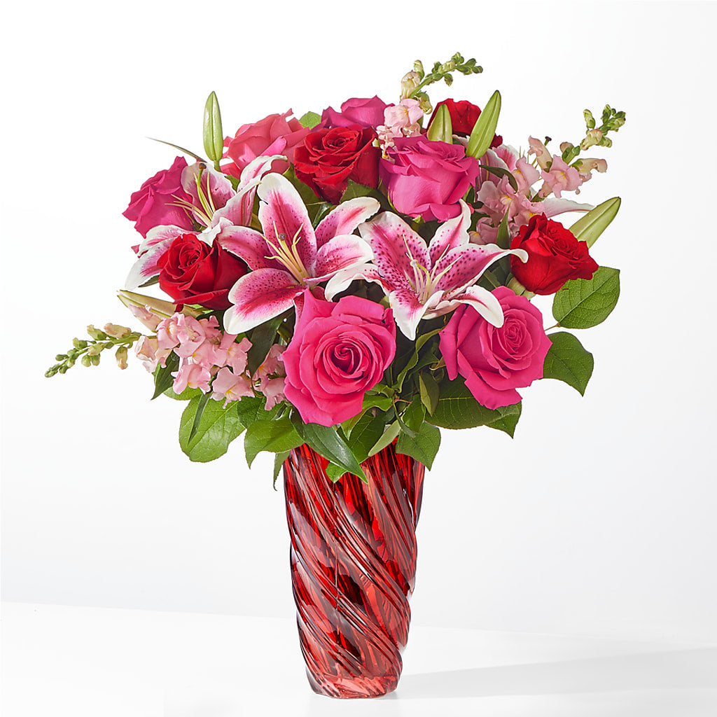 Always You Bouquet with Luxe Swirl Vase – Ecuadorian Central Flower, Minneapolis MN