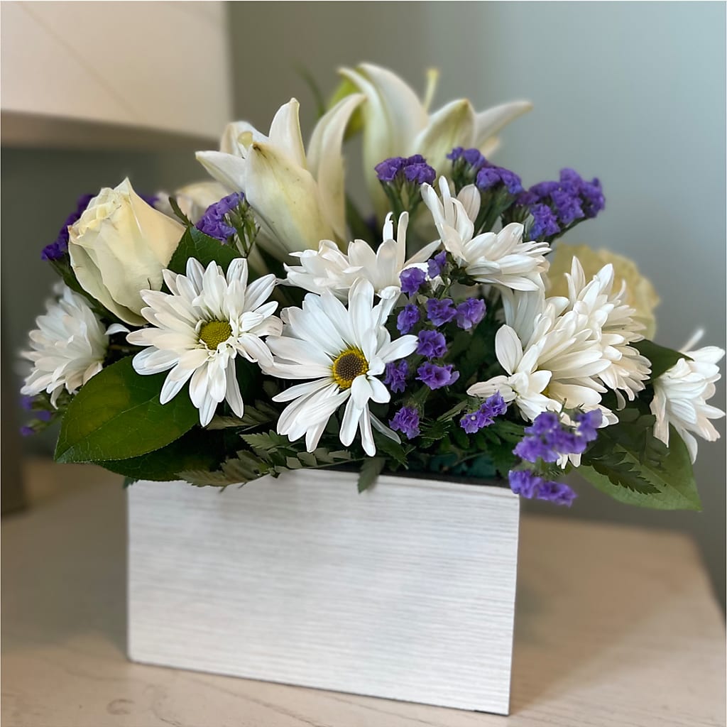 Beyond Blue Box Bouquet –  Ecuadorian Central Flower, Minneapolis MN