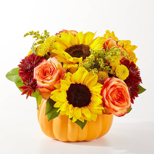 Golden Gourd Pumpkin Bouquet –  Ecuadorian Central Flower, Minneapolis MN