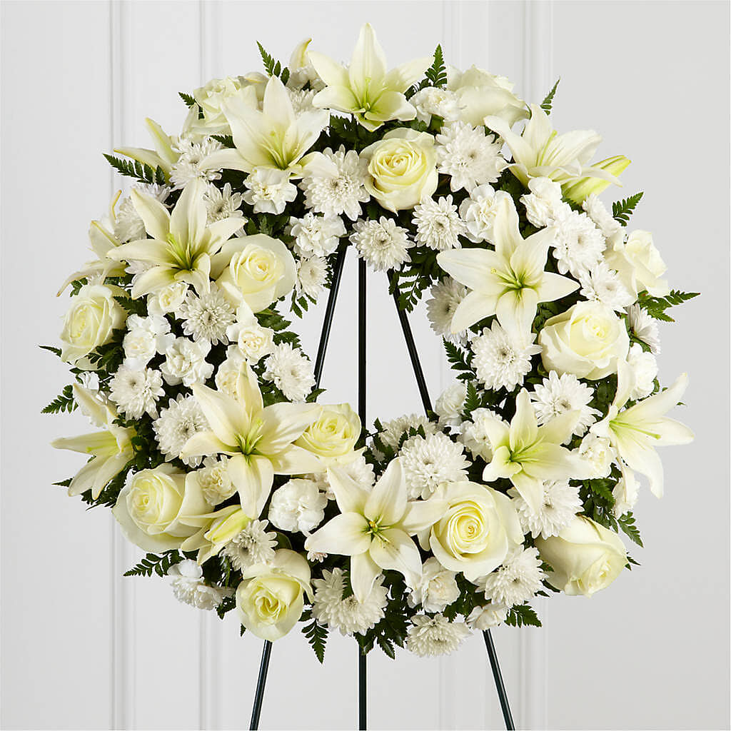 Treasured Tribute Wreath –  Ecuadorian Central Flower, Minneapolis MN