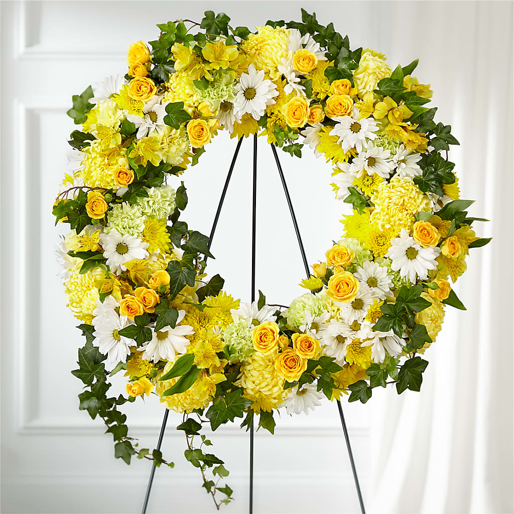 Golden Remembrance Wreath –  Ecuadorian Central Flower, Minneapolis MN