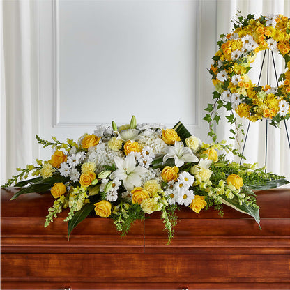 Golden Harmony Casket Spray –  Ecuadorian Central Flower, Minneapolis MN
