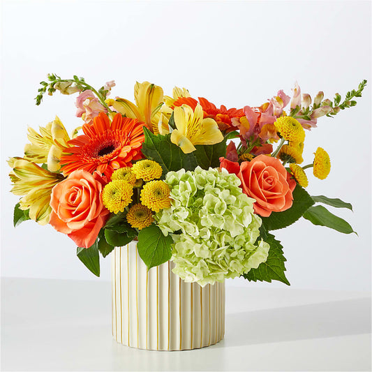 Autumn Sunshine Bouquet with Ivory Vase –  Ecuadorian Central Flower, Minneapolis MN