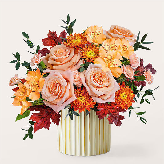 Spiced Latte Bouquet with Ivory Vase –  Ecuadorian Central Flower, Minneapolis MN