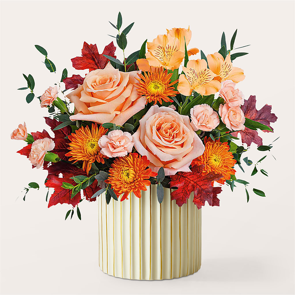 Spiced Latte Bouquet with Ivory Vase –  Ecuadorian Central Flower, Minneapolis MN