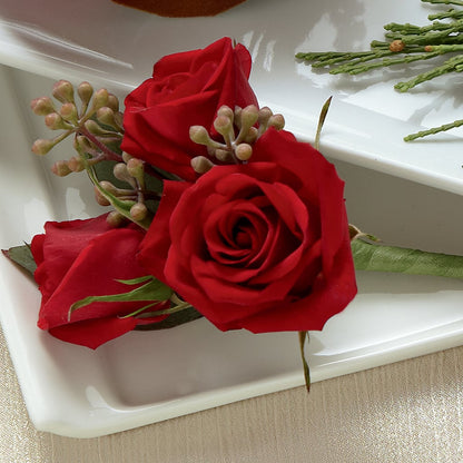 Red Spray Rose Boutonniere –  Ecuadorian Central Flower, Minneapolis MN