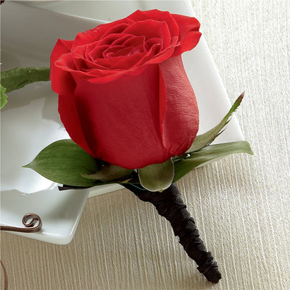 Red Rose Boutonniere –  Ecuadorian Central Flower, Minneapolis MN
