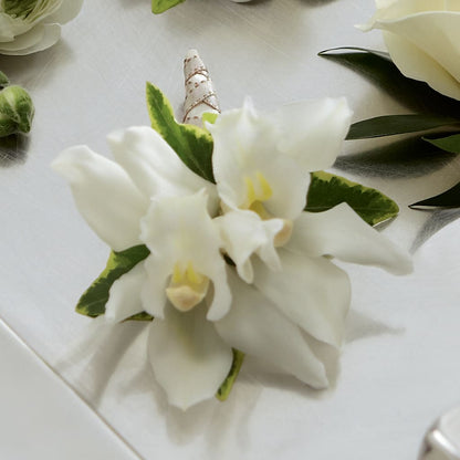 White Mini Cymbidium Boutonniere –  Ecuadorian Central Flower, Minneapolis MN